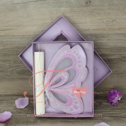 15pcs Butterfly Wedding Invitation Purple Card
